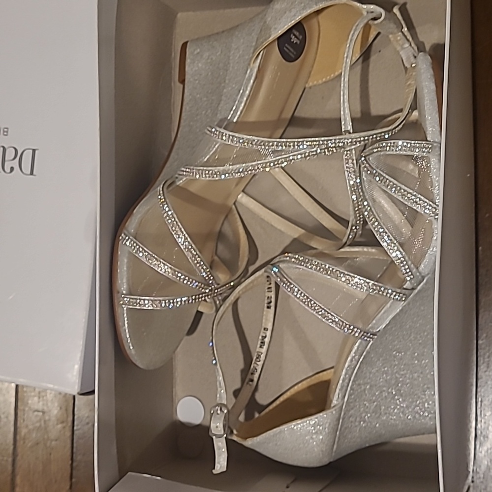 COPY - David's Bridal Harlie Strappy Wedge Mesh Panel 7M